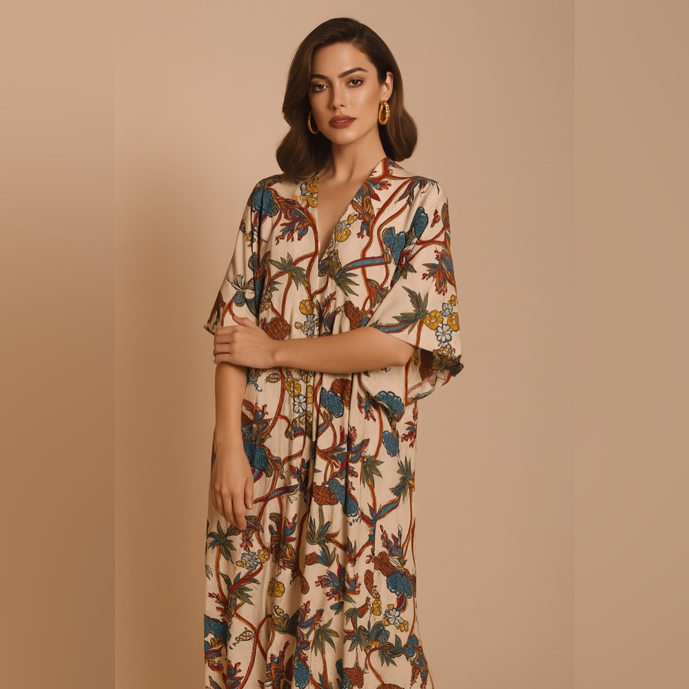 Vanity Fair 60s 70s Floral Print‎ Dressing Gown Sz. S